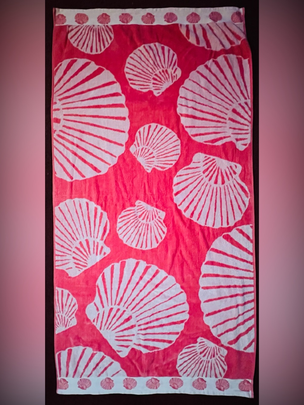 Pink Seashells Beach Towel